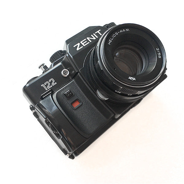 Zenit 122 SLR Film Camera with Helios 44M 2/58 Lens and Leather Case